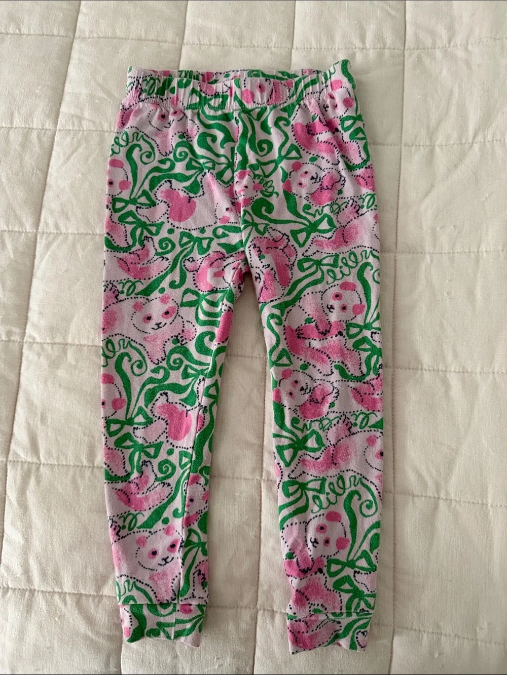 Lilly Pulitzer Pink and Green Panda Two Piece Pajamas Size 2